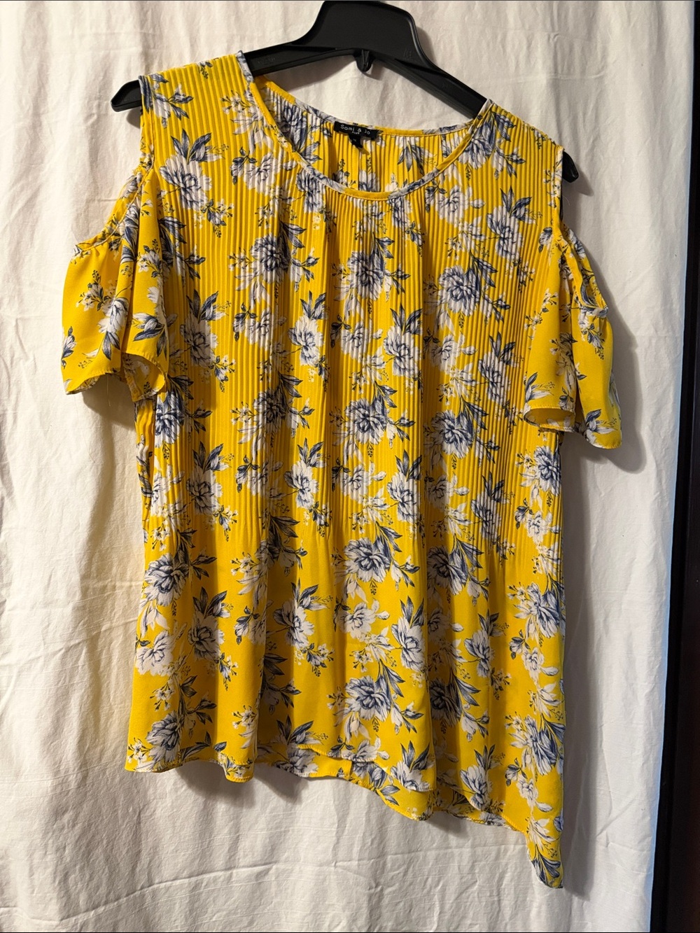 Sami & Jo Yellow Floral Cold-Shoulder Blouse